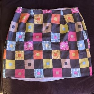 Laundry By Shelli Segal Multicolor Checkered Mini Skirt